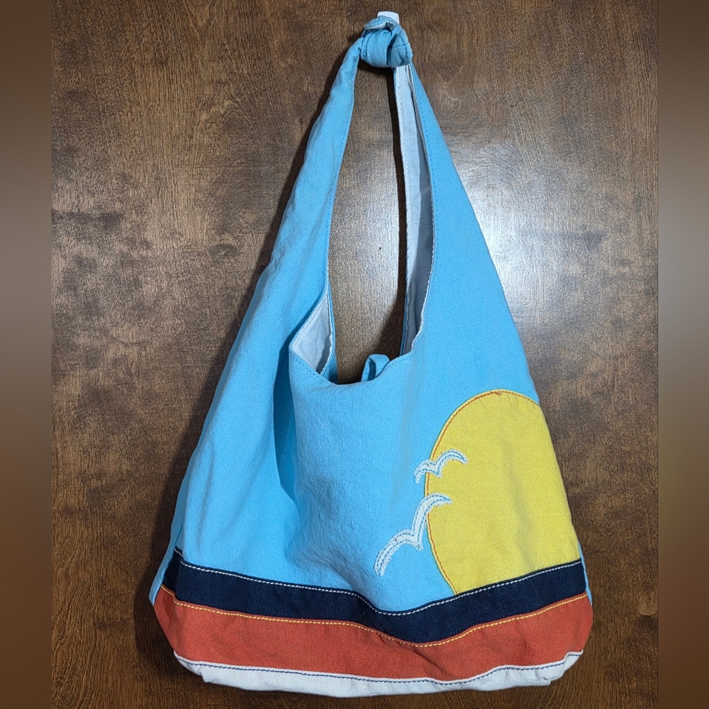 JOE BOXER Tote Bag Ocean Beach Fabric Purse Seagulls Waves Medium Bag